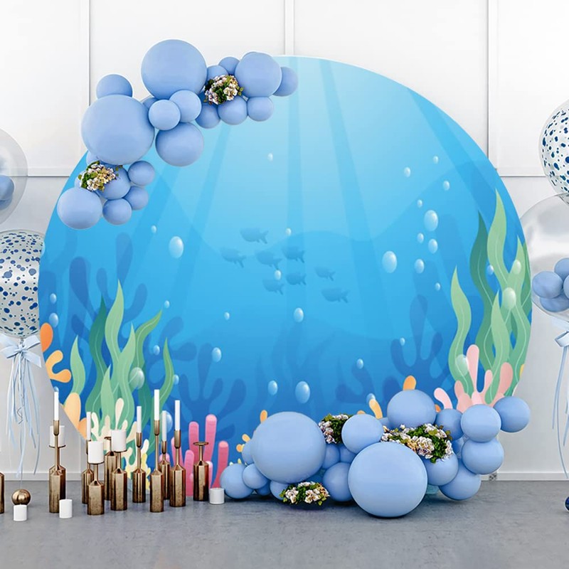 7.2x7.2ft Polyester Under The Sea Backdrop Deep Blue Ocean Sea