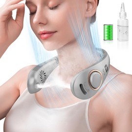 Cooling Neck Fan,Neck Misting Fan-Foldable Bladeless Personal Fans for Your Neck,Mini USB Rechargeable Battery Operated Neck Cooler Device, Mother'S Day Father'S Day Mom Dad Kids Birthday Gifts Green