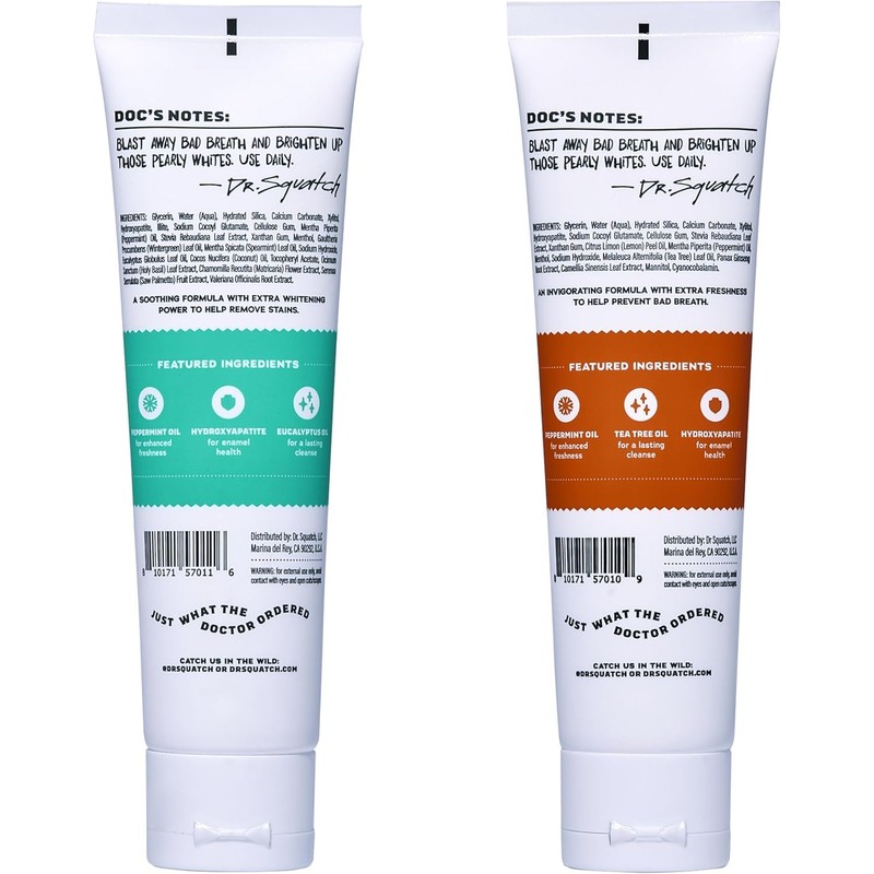 Dr. Squatch Hydroxyapatite Toothpaste Whitening - Natural, Fluoride-Free Toothpaste -