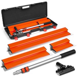 Drywall Skimming Blade Set, 12"+22"+32" Blades + Adjustable 24"-55" Aluminum handle，Stainless Steel Construction Knife Drywall Smoothing Knockdown Knife on Walls, and Plaster Surfaces