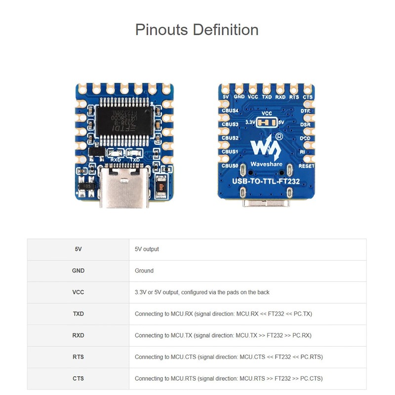 iiunius USB to UART (TTL) Micro Communication Module Onboard FT232RNL