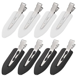MADHOLLY 8Pcs No Bend No Crease Hair Clips - Styling Duck Bill Clips Alligator Hair Barrettes for Styling Sectioning for Salon Hairstyle Hairdressing Bangs Waves Woman Girl Makeup, Black & White