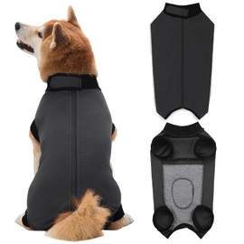 Dog Recovery Suit After Surgery, Abdominal Wound Protection Onesie, Anti-Licking Substitute for E-Collar & Cone, Relieves Anxiety, Easy to Put On, Suitable for Male & Female Dogs (Black, Small)