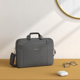 KROSER Laptop Bag 15.6 Inch Briefcase Shoulder Bag Water Repellent Laptop Bag Bussiness Carrying Handbag Laptop Sleeve for Women and Men-Charcoal Black