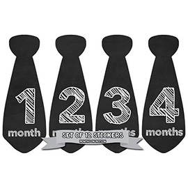 Months In Motion Monthly Baby Tie Stickers - Boy Month Milestone Necktie Sticker - Onesie Month Sticker - Infant Photo Prop for First Year - Shower Gift - Newborn Keepsakes - Chalkboard