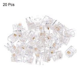 sourcing map Telephone Modular Plug Male RJ11 Connectors, Copper Core 6P4C Clear 20pcs
