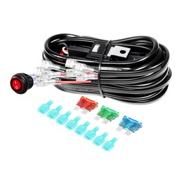 Willpower 12V LED Light Bar Wiring Harness Cable Kit, 10ft 16AWG, DC 40A, 3 Pin ON/OFF Power Rocker Switch, Relay Blade Fuse for Car Off Road Truck SUV UTE ATV 4x4 LED Fog Work Lamps (4 Leads)