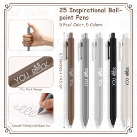 Sinload 25 Sets Inspirational You Rock Gifts Bulk Include Smile Stone Keychain Motivational Ballpoint Pen with Thank You Bookmark Appreciation Gift for Employee Volunteer Teacher Nurse Coworker Staff
