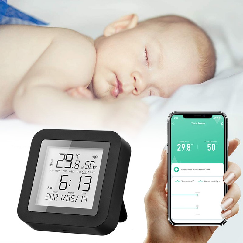 Temperature Humidity Monitor Wifi Portable Support for TUYA Hygrometer Thermometer