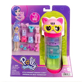 Polly Pocket Set de Juego Tubo de Modas Giratorio Gatito para niñas de 4 años en adelante