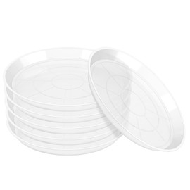 OUPSAUI Plant Saucer Pot Tray, 6 Pack Clear Plant Saucers for Indoors, Large Plastic Dish Suacer Water Drip Tray for Potted Plants Flowers (14 Inches)