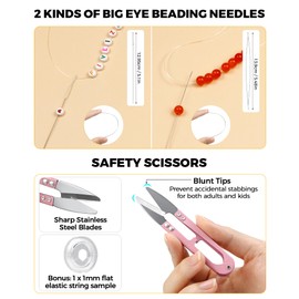 FIVEIZERO 6 Rolls FIVEIZERO Elastic Bracelet String Cord, 0.4mm, 0.5mm, 0.6mm, 0.7mm, 0.8mm, 1mm Crystal Clear Stretchy Elastic Bead String for Bracelets, Jewelry Making and Clay Pony Seed Stone Beads Beading