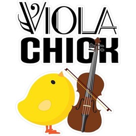CafePress Viola Chick Music Gift Large Die Cut Sticker, 8.75" x 8.75" Glossy Finish