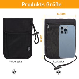 Travel Neck Pouch Men's Neck Pouch Boys Anti-Theft RFID Protection Travel Purse, black, Business, Travel, Sports