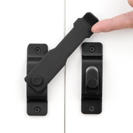 INIRET Barn Door Latches，4.33”x 3.23” Matte Black Stainless Steel barn gate flip Door Latch Bi-fold Door Lock,Sliding Door Antique Lock Gate Latches Wine Cabinet Closet Door Latches