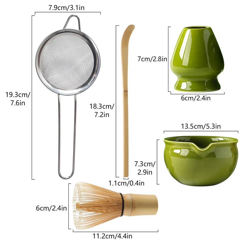 5Pcs Matcha Whisk Set, Ceramic Matcha Bowl and Bamboo Matcha