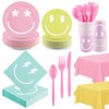 Kochorie 254 Pcs Preppy Smile Face Party Supplies Pastel Tableware