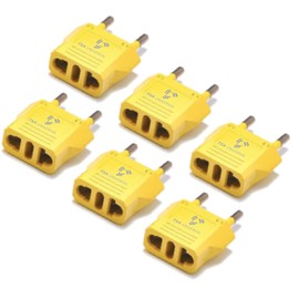 United States to Andorra Travel Power Adapter to Connect North American Electrical Plugs to Andorran Outlets for Cell Phones, Tablets, eReaders, and More (6-Pack, Yellow)