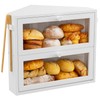 WOWLIVE Corner Bread Box for Kitchen Countertop, Large Double Layer
