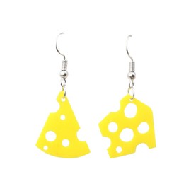 Sweet Cheese Drop Dangle Earrings Acrylic Funny Biscuit Cheesecake Earrings for Women Cute Food Jewelry-hook asymmetry