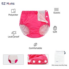 EZ Moms 2 Packs Baby Reusable Swim Diapers Soft and Silky Toddler Swim Diaper Washable Baby Swim Diaper 1T Swimming Diapers Waterproof Diapers for Swimming Baby Swim Trunks Boys and Girls