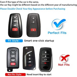 ATOYSKPX for Toyota Key Fob Cover with Keychain Premium TPU Key Fob Case Fit for 2018-2024 Highlander RAV4 Camry Avalon C-HR Prius Corolla GT86 Smart Key Holder (Blue)