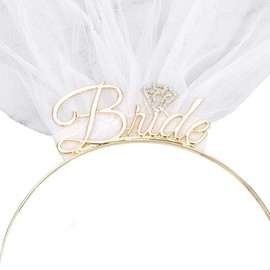 1PCS Bride Headband with Veil Bachelorette Party Decorations Bride to Be Headpiece Bride Hair Decoration for Engagement Party