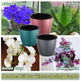 Planterhoma Premium 5 Pack Self Watering Pots for Indoor Plants, Rose Gold, 6.7 inch