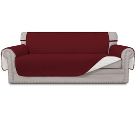 Easy-Going Sofa Slipcover Reversible Sofa Cover Water Resistant Couch Cover Furniture Protector with Elastic Straps for Pets Kids Children Dog Cat(Oversized Sofa, Christmas Red/Ivory)