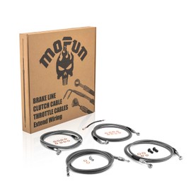 Mofun ABS Hydraulic Front Brake Line & Clutch Line & Throttle by Wire Extensions Black Compatible with Harley Touring Road King Street Electra Road Glide 2017-2020, Fit 12" -14" Handlebar