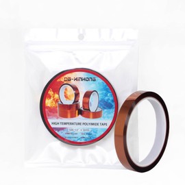 High Temperature Heat Resistant Polyimide Tape,No Residue for Masking,3D Printing,Sublimation Transfer Press,Thermal,Electronic Insulating,Soldering,Circuit Boards,Powder Coating(1/2''×33M×1Roll)