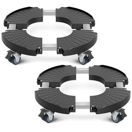 VANCASTLE Plant Caddy Plant Stand with Wheels, Heavy Duty Plant Roller Base 15-22 Inch Adjustable，Palnt Wheel Base 440 LBS, Large Potted Planter Cart Dolly for Flower Mover, Black, 2 Pack