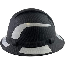 Ridgeline Full Brim Graphite Patten Reflective Hard Hats with Hi Viz Decals Applied and Tote Bag - Matte Black Graphite Pattern with White Decals