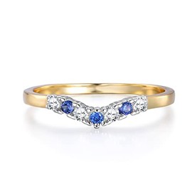 Ladies 9 Carat Gold on Sterling 925 Silver Tanzanite and White Sapphire Wishbone Ring (N)