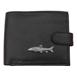 Barbel Fish Black Leather Mens Wallet RFID Protection