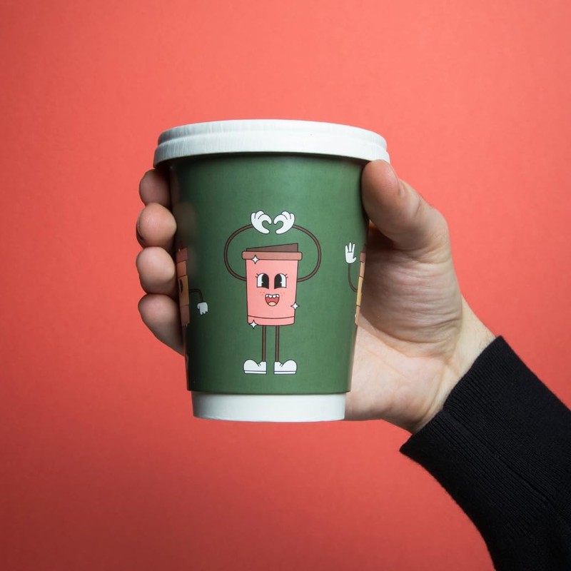 AIOS Plastic Free Aqueous Double Walled Coffee Cups with Sip