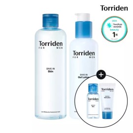 Toriden [SET] 토리든 다이브인 포맨 저분자 히알루론산 스킨 300ml+젤 로션 200ml (+스킨 30ml+젤로션 20ml) [ToriDden DiveIN For Men Low Molecular Hyaluronic Acid Skin 300ml+Gel Lotion 200ml (+Skin 30ml+Gel Lotion 20ml)]