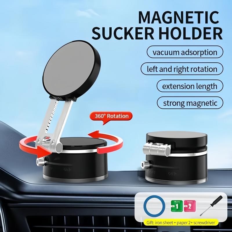 Upgraded Vacuum Magnetic Phone Holder,360° Rotatable, Foldable, Portable Car Phone