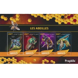 Djibouti 1244-1247 Sheetlet (complete. issue.) unmounted mint/never hinged ** MNH 2016 Bees (Stamps for collectors) Invertebrates Other (insects, snails, bees…)