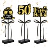 BAOOOFUL 50th Black Gold Glitter Centerpieces for 50th Birthday Table