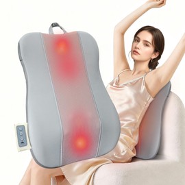 Ultra-Thin Cordless Back Massager with Heat, Rechargeable Shiatsu Massager for Pain Relief Deep Tissue, 420mm Large Massage Area, Fits on Chair Car Office Home, Gift for Mom Dad, Men and Women