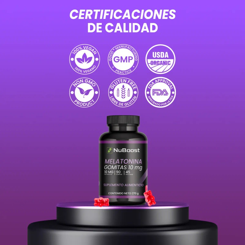 Melatonina Nuboost Descanso & Relajación 90 Gomitas 10mg