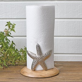 BLACK FOREST DECOR Silver Starfish Paper Towel Holder