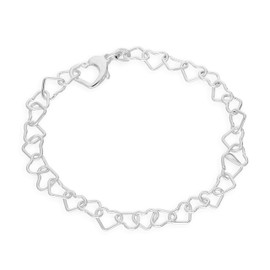 Sterling Silver 7.5 Inch Hearts Bracelet with Heart Clasp