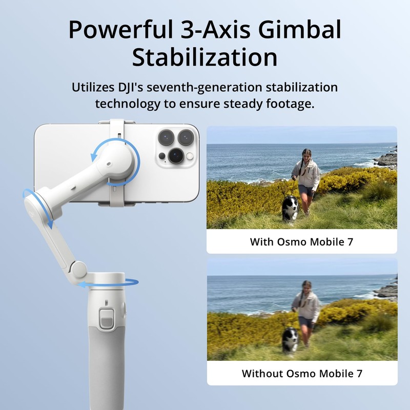 DJI Osmo Mobile 7 Gimbal Stabilizer for iPhone, Android, Built-in