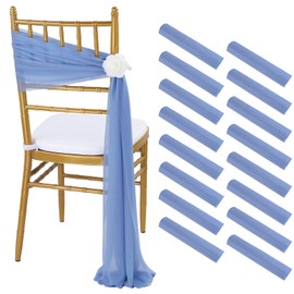 16 Pieces Tulle Chair Sashes 8ft Long Dusty Blue Tulle Fabric Ribbon for Dinner Party Bridal Shower Chairs Decoration