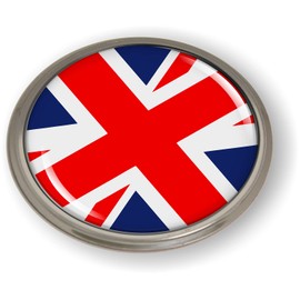 Union Jack United Kingdom Flag 3D Domed CAR Emblem Badge Sticker Semi-Flexible Aluminum Round Bezel