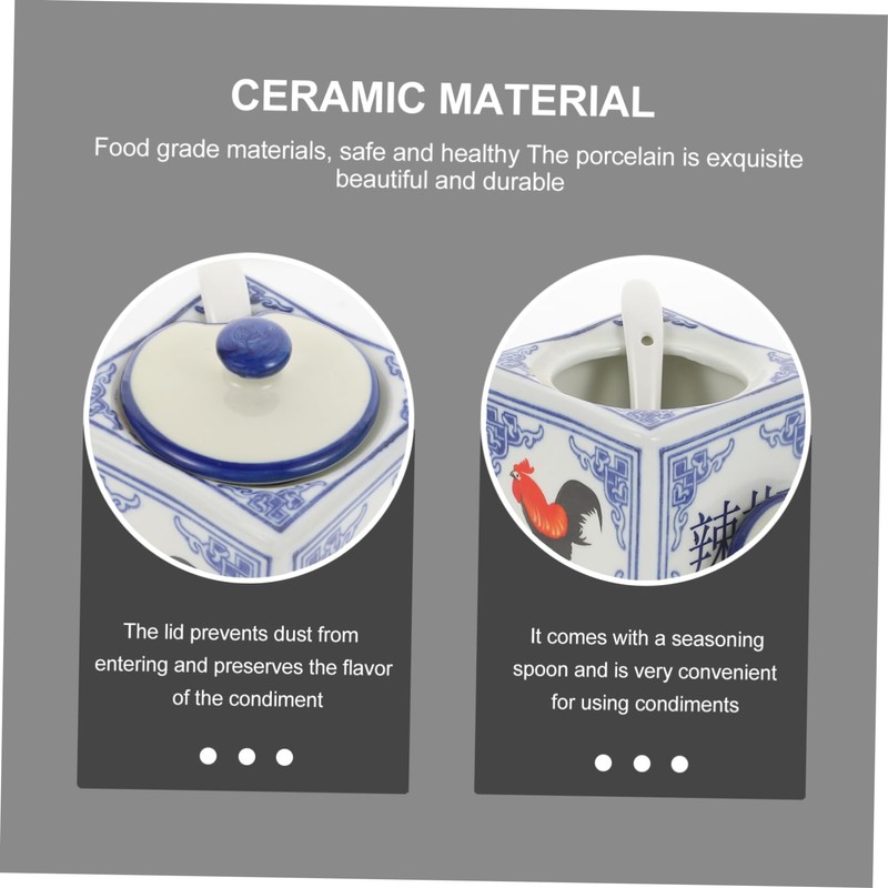 Ciieeo Ceramic Condiment Pot with Lid Creative Seasoning Holder for
