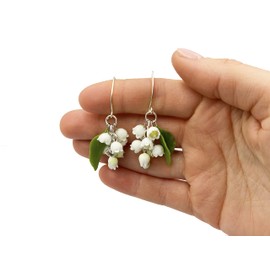 Lily of the valley flower earrings statement nature jewelry