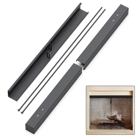 Flamorrow Adjustable Rod and Valance Kit - Fireplace Curtain Rod Kit for Spark Screens and Mesh Screen Curtain, Black